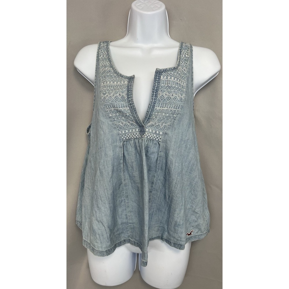 HOLLISTER CALIFORNIA Soft Chambray Sleeveless Beach Sexy Summer Fun Tank‎ Top M